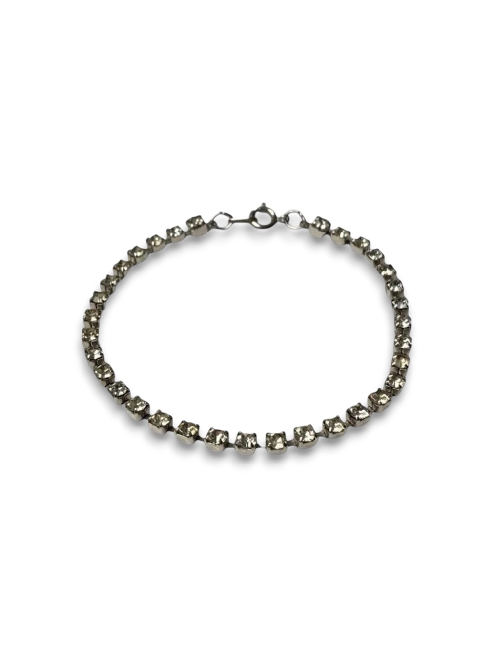 Vintage Tennis Bracelet 7in Silver Tone Rhinestone Link Eternity Costume Jewelry